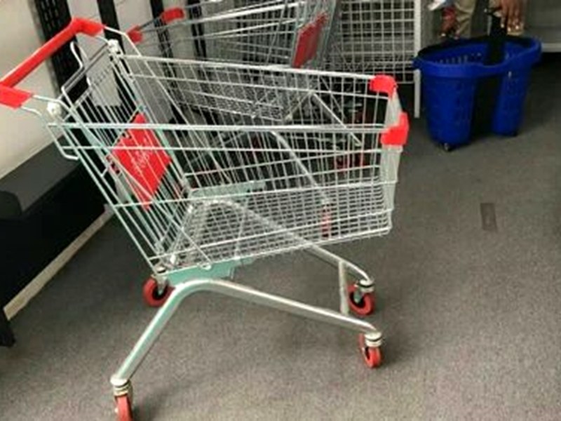 Metal supermarket shopping trolley